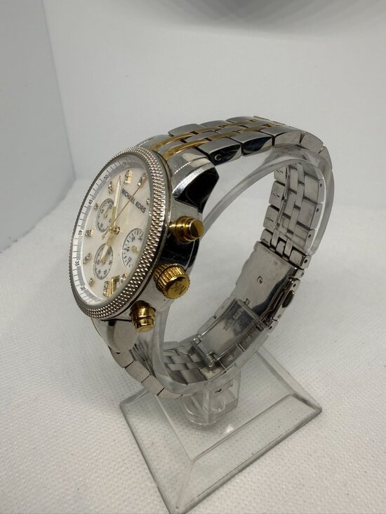 Michael Kors Ritz MK5057 Women\'s 36mm Two-Tone MOP Crystal Chrono Watch main image 6